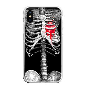 Чехол для iPhone XS Max матовый с принтом Скелет с сердцем , Силикон | Область печати: задняя сторона чехла, без боковых панелей | halloween | skeleton | кровь | скелет | хэллоуин