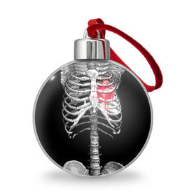 Ёлочный шар с принтом Скелет с сердцем , Пластик | Диаметр: 77 мм | halloween | skeleton | кровь | скелет | хэллоуин