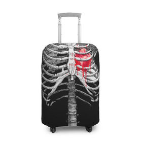 Чехол для чемодана 3D с принтом Скелет с сердцем , 86% полиэфир, 14% спандекс | двустороннее нанесение принта, прорези для ручек и колес | halloween | skeleton | кровь | скелет | хэллоуин