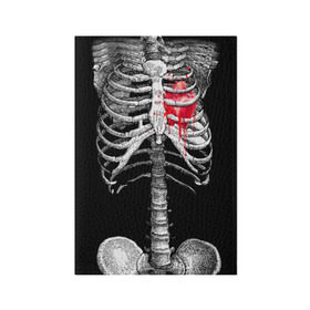 Обложка для паспорта матовая кожа с принтом Скелет с сердцем , натуральная матовая кожа | размер 19,3 х 13,7 см; прозрачные пластиковые крепления | halloween | skeleton | кровь | скелет | хэллоуин