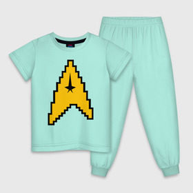 Детская пижама хлопок с принтом Star Trek 8 bit , 100% хлопок |  брюки и футболка прямого кроя, без карманов, на брюках мягкая резинка на поясе и по низу штанин
 | star trek 8 bit звездный путь пиксели