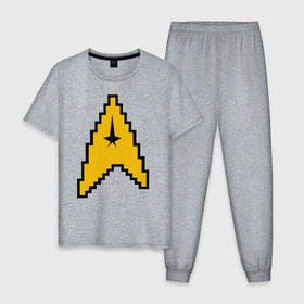 Мужская пижама хлопок с принтом Star Trek 8 bit , 100% хлопок | брюки и футболка прямого кроя, без карманов, на брюках мягкая резинка на поясе и по низу штанин
 | star trek 8 bit звездный путь пиксели