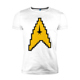 Мужская футболка премиум с принтом Star Trek 8 bit , 92% хлопок, 8% лайкра | приталенный силуэт, круглый вырез ворота, длина до линии бедра, короткий рукав | star trek 8 bit звездный путь пиксели
