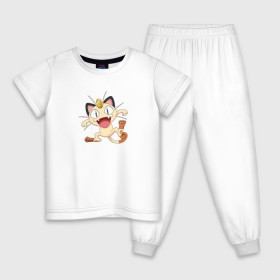 Детская пижама хлопок с принтом Pokemon , 100% хлопок |  брюки и футболка прямого кроя, без карманов, на брюках мягкая резинка на поясе и по низу штанин
 | Тематика изображения на принте: kat | pokemon | анимэ | кот | мяут | покемон