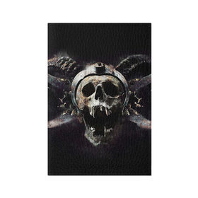 Обложка для паспорта матовая кожа с принтом Череп с рогами , натуральная матовая кожа | размер 19,3 х 13,7 см; прозрачные пластиковые крепления | skull | skulls | череп | черепа