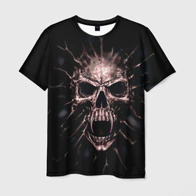Мужская футболка 3D с принтом Scary skull , 100% полиэфир | прямой крой, круглый вырез горловины, длина до линии бедер | skull | skulls | череп | черепа