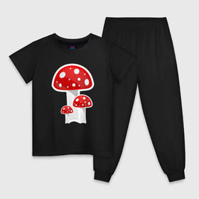 Детская пижама хлопок с принтом Грибы , 100% хлопок |  брюки и футболка прямого кроя, без карманов, на брюках мягкая резинка на поясе и по низу штанин
 | mushrooms | грибы