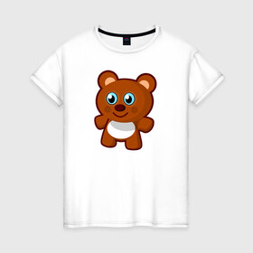 Женская футболка хлопок с принтом Мишка , 100% хлопок | прямой крой, круглый вырез горловины, длина до линии бедер, слегка спущенное плечо | медведь | милый мишкамилый | рисунок