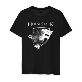 Мужская футболка хлопок с принтом Дом Старков / House Stark , 100% хлопок | прямой крой, круглый вырез горловины, длина до линии бедер, слегка спущенное плечо. | game of thrones | дом старков | игра престолов | сноу