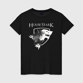 Женская футболка хлопок с принтом Дом Старков / House Stark , 100% хлопок | прямой крой, круглый вырез горловины, длина до линии бедер, слегка спущенное плечо | game of thrones | дом старков | игра престолов | сноу