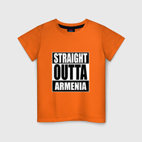 Детская футболка хлопок с принтом Прямиком из Армении , 100% хлопок | круглый вырез горловины, полуприлегающий силуэт, длина до линии бедер | a | armenia | out | outta | straight | армения | армянин