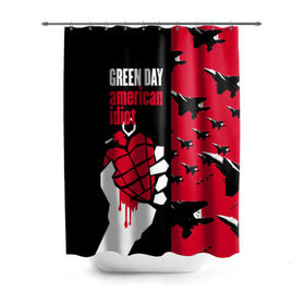 Штора 3D для ванной с принтом Green Day , 100% полиэстер | плотность материала — 100 г/м2. Стандартный размер — 146 см х 180 см. По верхнему краю — пластиковые люверсы для креплений. В комплекте 10 пластиковых колец | green day | rock | грин дей | рок