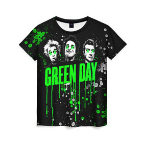 Женская футболка 3D с принтом Green Day , 100% полиэфир ( синтетическое хлопкоподобное полотно) | прямой крой, круглый вырез горловины, длина до линии бедер | green day | rock | грин дей | рок