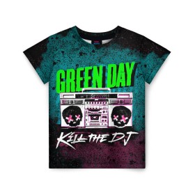 Детская футболка 3D с принтом Green Day , 100% гипоаллергенный полиэфир | прямой крой, круглый вырез горловины, длина до линии бедер, чуть спущенное плечо, ткань немного тянется | green day | rock | грин дей | рок