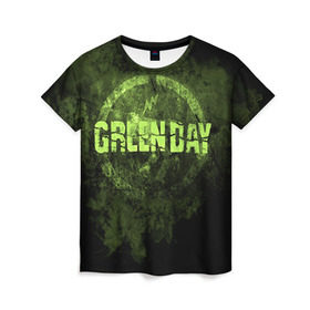 Женская футболка 3D с принтом Green Day , 100% полиэфир ( синтетическое хлопкоподобное полотно) | прямой крой, круглый вырез горловины, длина до линии бедер | green day | rock | грин дей | рок