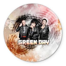 Коврик круглый с принтом Green Day , резина и полиэстер | круглая форма, изображение наносится на всю лицевую часть | green day | rock | грин дей | рок