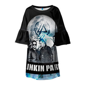 Детское платье 3D с принтом Linkin Park , 100% полиэстер | прямой силуэт, чуть расширенный к низу. Круглая горловина, на рукавах — воланы | linkin park | rock | линкин парк | рок