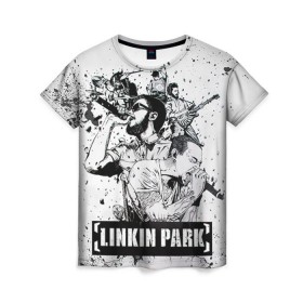 Женская футболка 3D с принтом Linkin Park , 100% полиэфир ( синтетическое хлопкоподобное полотно) | прямой крой, круглый вырез горловины, длина до линии бедер | linkin park | rock | линкин парк | рок