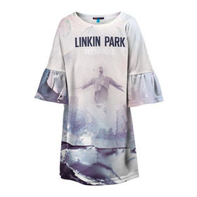 Детское платье 3D с принтом Linkin Park , 100% полиэстер | прямой силуэт, чуть расширенный к низу. Круглая горловина, на рукавах — воланы | linkin park | rock | линкин парк | рок