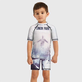 Детский купальный костюм 3D с принтом Linkin Park , Полиэстер 85%, Спандекс 15% | застежка на молнии на спине | linkin park | rock | линкин парк | рок