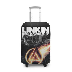 Чехол для чемодана 3D с принтом Linkin Park , 86% полиэфир, 14% спандекс | двустороннее нанесение принта, прорези для ручек и колес | linkin park | rock | линкин парк | рок