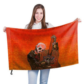 Флаг 3D с принтом Скелет с гитарой , 100% полиэстер | плотность ткани — 95 г/м2, размер — 67 х 109 см. Принт наносится с одной стороны | гитара | скелет