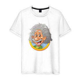 Мужская футболка хлопок с принтом Эйнштейн , 100% хлопок | прямой крой, круглый вырез горловины, длина до линии бедер, слегка спущенное плечо. | эйнштейн