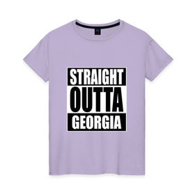 Женская футболка хлопок с принтом Прямиком из Грузии , 100% хлопок | прямой крой, круглый вырез горловины, длина до линии бедер, слегка спущенное плечо | a | georgia | out | outta | straight | грузин | грузия