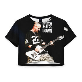 Женская футболка 3D укороченная с принтом System of a Down , 100% полиэстер | круглая горловина, длина футболки до линии талии, рукава с отворотами | hard rock | metal | rock | serj | system of a down | tankian | метал | рок | систем | танкян | хардрок
