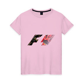 Женская футболка хлопок с принтом Formula 1 , 100% хлопок | прямой крой, круглый вырез горловины, длина до линии бедер, слегка спущенное плечо | 1 | f | f1 | formula | один | формула