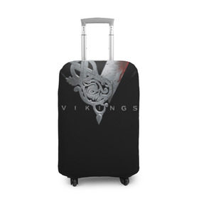 Чехол для чемодана 3D с принтом Эмблема Викингов , 86% полиэфир, 14% спандекс | двустороннее нанесение принта, прорези для ручек и колес | Тематика изображения на принте: vikings | вальхалла | викинги | лого | рагнар лодброк | сериалы | эмблема