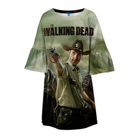 Детское платье 3D с принтом The Walking Dead , 100% полиэстер | прямой силуэт, чуть расширенный к низу. Круглая горловина, на рукавах — воланы | зомби
