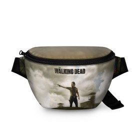Поясная сумка 3D с принтом The Walking Dead , 100% полиэстер | плотная ткань, ремень с регулируемой длиной, внутри несколько карманов для мелочей, основное отделение и карман с обратной стороны сумки застегиваются на молнию | зомби