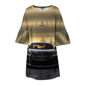 Детское платье 3D с принтом Mercedes , 100% полиэстер | прямой силуэт, чуть расширенный к низу. Круглая горловина, на рукавах — воланы | amg | benz | mercedes | бенс | бенц | мерседес