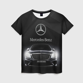 Женская футболка 3D с принтом Mercedes , 100% полиэфир ( синтетическое хлопкоподобное полотно) | прямой крой, круглый вырез горловины, длина до линии бедер | amg | benz | mercedes | бенс | бенц | мерседес