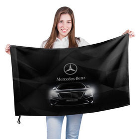 Флаг 3D с принтом Mercedes , 100% полиэстер | плотность ткани — 95 г/м2, размер — 67 х 109 см. Принт наносится с одной стороны | amg | benz | mercedes | бенс | бенц | мерседес