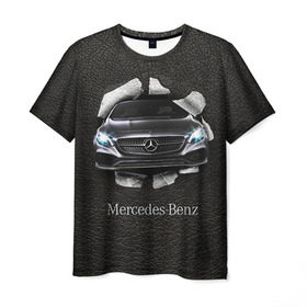 Мужская футболка 3D с принтом Mercedes , 100% полиэфир | прямой крой, круглый вырез горловины, длина до линии бедер | amg | benz | mercedes | бенс | бенц | кожа | мерседес