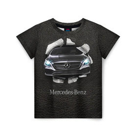 Детская футболка 3D с принтом Mercedes , 100% гипоаллергенный полиэфир | прямой крой, круглый вырез горловины, длина до линии бедер, чуть спущенное плечо, ткань немного тянется | Тематика изображения на принте: amg | benz | mercedes | бенс | бенц | кожа | мерседес