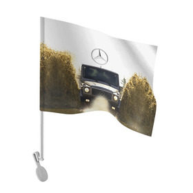 Флаг для автомобиля с принтом Mercedes , 100% полиэстер | Размер: 30*21 см | Тематика изображения на принте: amg | benz | gelentvagen | mercedes | бенс | бенц | гелентваген | гелик | мерседес