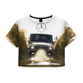 Женская футболка 3D укороченная с принтом Mercedes , 100% полиэстер | круглая горловина, длина футболки до линии талии, рукава с отворотами | amg | benz | gelentvagen | mercedes | бенс | бенц | гелентваген | гелик | мерседес