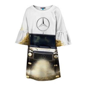 Детское платье 3D с принтом Mercedes , 100% полиэстер | прямой силуэт, чуть расширенный к низу. Круглая горловина, на рукавах — воланы | amg | benz | gelentvagen | mercedes | бенс | бенц | гелентваген | гелик | мерседес