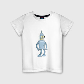 Детская футболка хлопок с принтом Bender/Бендер , 100% хлопок | круглый вырез горловины, полуприлегающий силуэт, длина до линии бедер | 