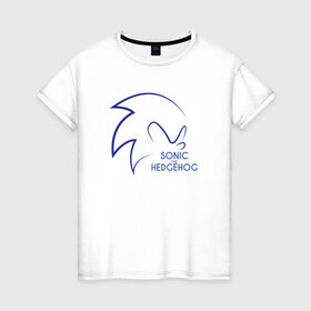 Женская футболка хлопок с принтом Sonic the Hedgehog , 100% хлопок | прямой крой, круглый вырез горловины, длина до линии бедер, слегка спущенное плечо | 