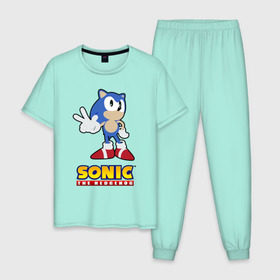 Мужская пижама хлопок с принтом Old Sonic , 100% хлопок | брюки и футболка прямого кроя, без карманов, на брюках мягкая резинка на поясе и по низу штанин
 | 