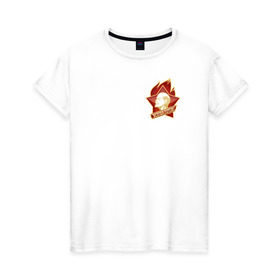 Женская футболка хлопок с принтом Ностальгия: Пионер , 100% хлопок | прямой крой, круглый вырез горловины, длина до линии бедер, слегка спущенное плечо | ностальгия: пионерпионерия | ссср
