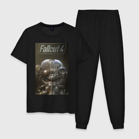Мужская пижама хлопок с принтом Fallout4 , 100% хлопок | брюки и футболка прямого кроя, без карманов, на брюках мягкая резинка на поясе и по низу штанин
 | 