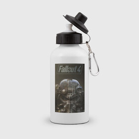 Бутылка спортивная с принтом Fallout4 , металл | емкость — 500 мл, в комплекте две пластиковые крышки и карабин для крепления | 