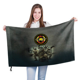 Флаг 3D с принтом Спецназ , 100% полиэстер | плотность ткани — 95 г/м2, размер — 67 х 109 см. Принт наносится с одной стороны | альфа | армия | войска | гру | силовые структуры
