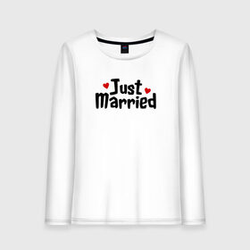 Женский лонгслив хлопок с принтом Just Married - Молодожены , 100% хлопок |  | just married | медовый месяц | молодожены | свадьба