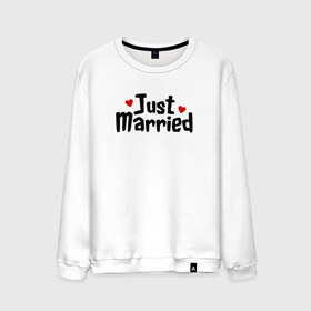 Мужской свитшот хлопок с принтом Just Married - Молодожены , 100% хлопок |  | Тематика изображения на принте: just married | медовый месяц | молодожены | свадьба